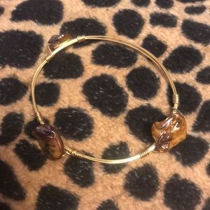 Wire Wrapped Gold Filled Shell Bracelet.